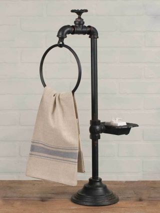 Country/primitive/cottage Bathroom Water Faucet Spigot Soap And Towel Holder