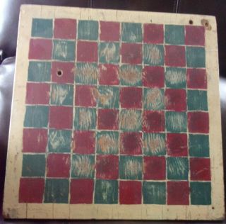 Vintage Handmade Checkerboard Folk Art Rustic From A Camp In Upstate York