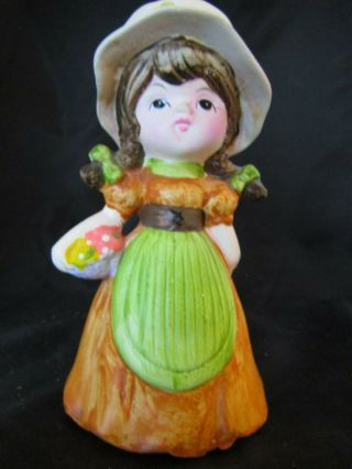 Vintage Ceramic Girl In Hat Bank - Made In Taiwan 3.  5” X 7.  5”