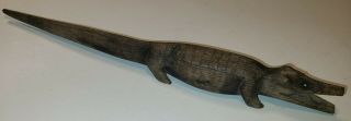 Antique Carved Wood,  Folk Art,  Primitive,  American Alligator Sculpture Carving