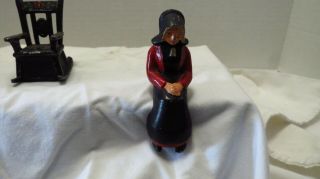 Vintage Amish Salt & Pepper Shakers Cast Iron Amish Woman In Rocking Chair