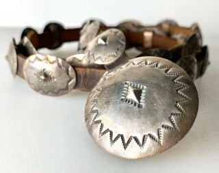 Vtg Navajo Zuni Small Concho Belt Sterling Silver 32 Inches Signed W Star