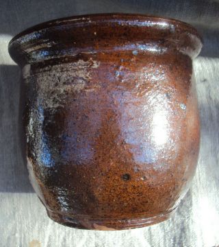 Antique Pennsylvania Glazed Redware Apple Butter Storage Crock 3 3/4 ” H