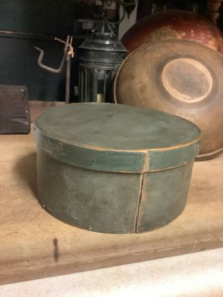 Early 19th Century Wood Pantry Box In Old Green Paint