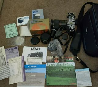 Vintage Canon Ae 1 Program Camera - - Extra Lens - Bag - All Papers