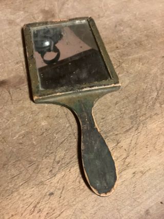 Early 19th Century Courting Fragment Mirror Early Green Paint