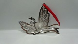 Lenox Sparkle And Scroll Dove Ornament Silver Tone Clear Rhinestone 3