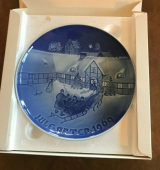 B & G Denmark 1969 Christmas Plate " Arrival Of Christmas Guests " 8000/9069 Box