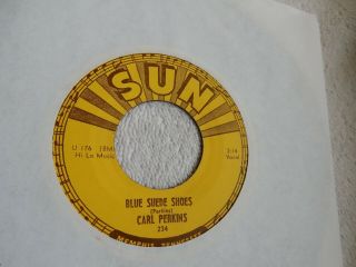 Rock N Roll Carl Perkins " Blue Suede Shoes " On Sun Label 45 Rpm 7 " Record