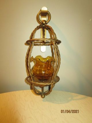 Vintage Home Interiors With Glass Gold Twisted Rope Wall Sconce W/ Votive Cup