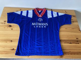 Rangers Home Shirt Large 1992/1993/1994 Vintage Football Retro