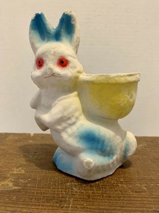Vintage Standing Easter Bunny Rabbit Candy Container Paper - Mache