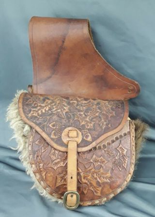 Vintage Buffalo Leather Double Saddle Bags Western Horse Cowboy Heavy Duty Tack
