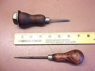 2 Vintage Kitchen Ice Pick Tools 6 " & 6 3/4 " Long One Is Steel Capped Pair