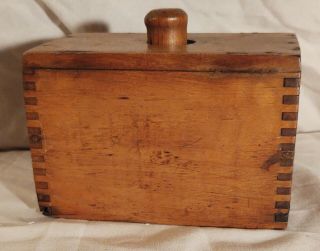 Antique Primitive Box Style Butter Mold With A Simple Flower Carving.
