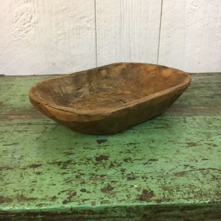 Primitive Small Carved Wooden Dough Bowl Rustic 10”x6” Trencher Tray Mini