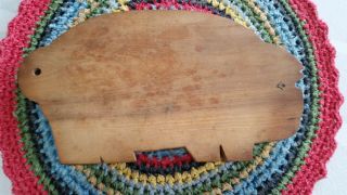 Vintage Primitive Antique Wood Pig Cutting Board Great Patina