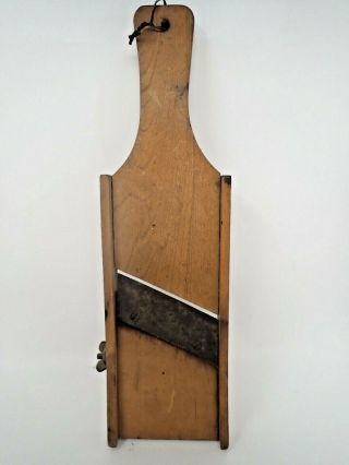 Antique Primitive Wood Handheld Hand Made Single Blade Vegetable Slicer