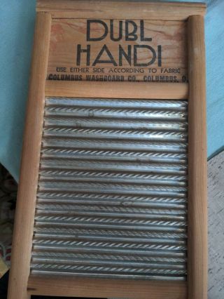 Dubl Handi Washboard Vintage Co Columbus Ohio Wash Board 18 " X 8 1/2 " Antique
