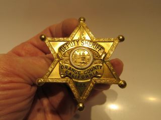 Obsolete 1950 Deputy Sheriff Badge - Orange County California - 6 Point