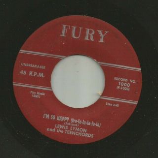Doowop R&b - Lewis Lymon & Teenchords - Im So Happy / Lydia - Hear - 1956 Fury