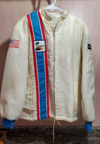 Vintage Ford Mustang Cobra Shelby Racing Jacket 70s Red White Blue Sz M Usa