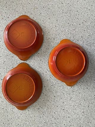 Le Creuset 3,  Set Of 3 Flame Orange Enameled Pans,  Vintage VG,  Au Gratin,  BIN 2