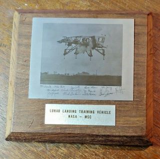 Lunar Landing Training Vehicle Nasa Msc Plaque With All The Signitures