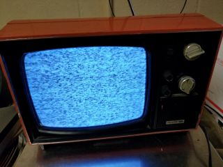 Philco Ford Orange Red Vintage Television / 1970 