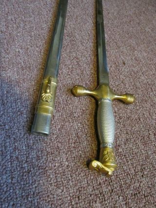 Vintage West Point Cadet Sword With Scabbard H - H Hilborn Solingen
