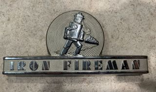 Vintage Iron Fireman Furnace Nameplate Badge Gas & Oil Memorabilia Sign Iron Man