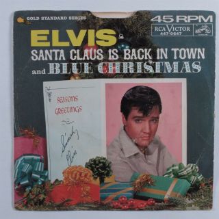 Rock & Roll 45 Elvis Presley Santa Claus Is.  Rca Victor Promo Picture Sleeve