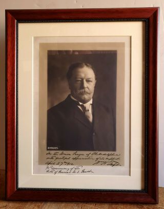 Signed Photo Of President William H Taft To The Union League Of Philadelphia