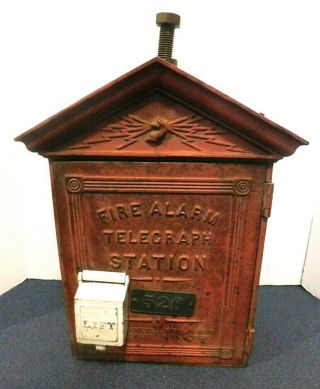Vintage Gamewell Fire Alarm Telegraph Station Box Antique With Key