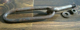 Old Unique Farmhouse Barn Item,  Rustic Iron Hitching Ring & Bolt,  Washer & Nut