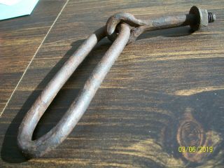 OLD UNIQUE FARMHOUSE BARN ITEM,  RUSTIC IRON HITCHING RING & BOLT,  WASHER & NUT 3