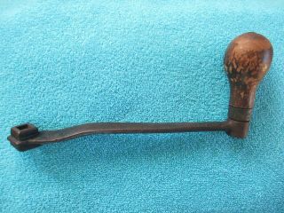 Vintage Antique Wood Handled Cast Iron Crank Handle Primitive Tool Churn