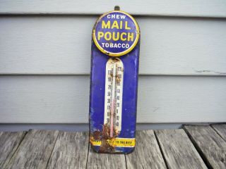 Vintage Mail Pouch Tobacco Thermometer Small Version Neat Nr Metal