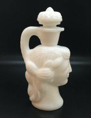 Vtg Avon Milk Glass Grecian Lady Woman Bust Head Vanity Bottle Pitcher & Stopper