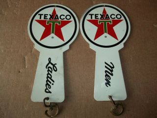 Vintage Texaco Restroom Key Holders Mens And Ladies With Swivel Holders