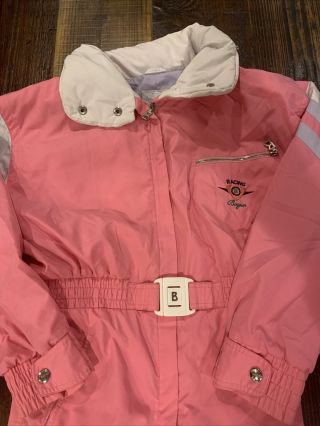 Vintage Bogner Racing Women’s Ski Snow Suit Size 8 Pink Made in USA Embroidered 2