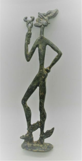 Extremely Rare Ancient Roman Bronze Hermes Statuette