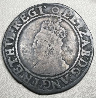 Rare 1600 Queen Elizabeth 1st Silver Shilling - " 0 " Mintmark
