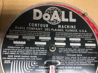 Vintage Doall Band Saw Operator Calculator