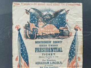 1864 Abraham Lincoln Johnson Ohio Union Presidential Ticket Civil War 2