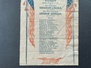 1864 Abraham Lincoln Johnson Ohio Union Presidential Ticket Civil War 3