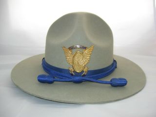 Vintage Display Chp Trooper Campaign Hat W/ Gold Sun Badge,  Stratton Sz 7