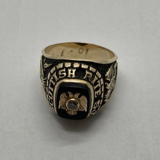 Vintage 10k Gold Masonic Scottish Rites 2001 Ring W/ Diamond 16 grams 4