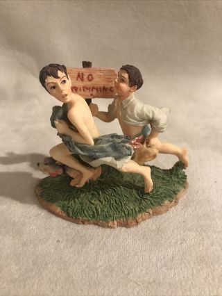 No Swimming Norman Rockwell Figure By Dave Grossman Creations 1998 Euc 3 1/2 "