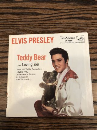 Vintage Elvis Presley 45 Picture Sleeve Loving You Teddy Bear Rca